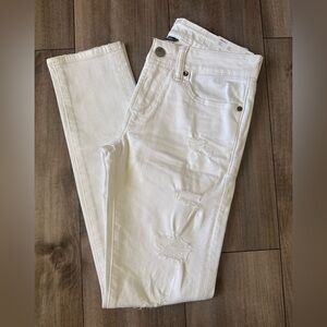 American Eagle Outfitters White Distressed Skinny Jeans